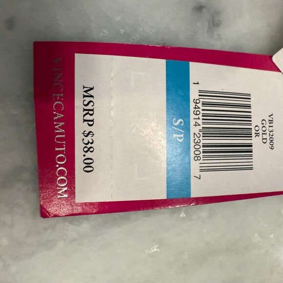 NWT Vince Camuto Pearl Rhinestone Embellished Buckle Belt Gold Size Small - Picture 3 of 5